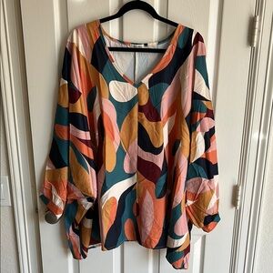 Cotton Bleu Colorful Abstract Women's Top